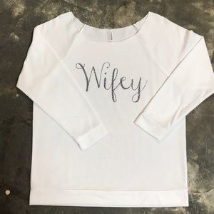 White Wifey 3/4 Sleeve Top